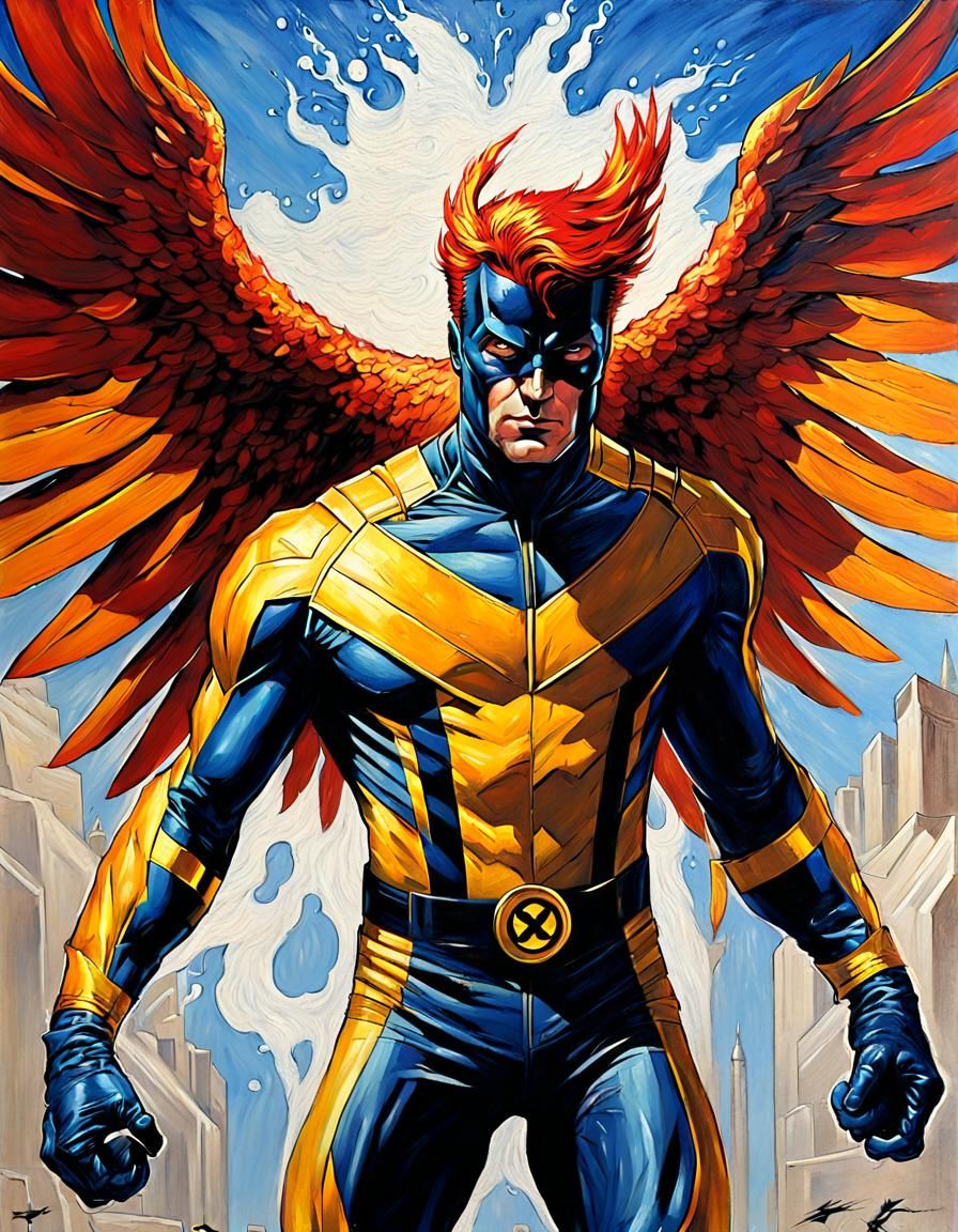 Phoenix in X-Men Suit as Oil Painting