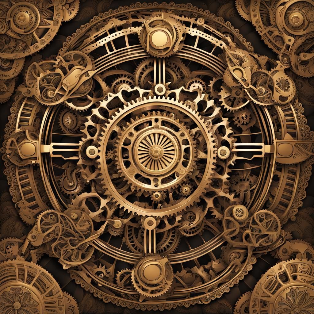 Steampunk Fractal Mandala with Gears