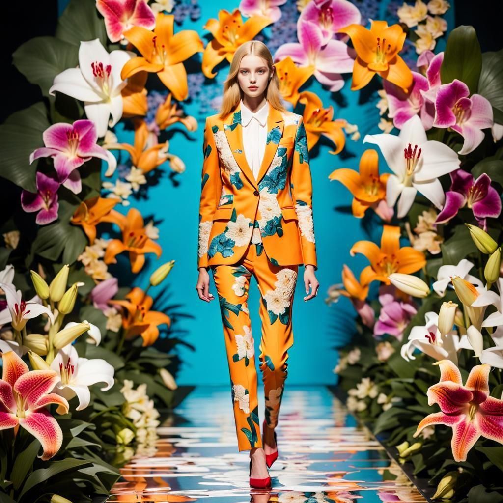 Floral Evening Suit on Fashion Runway