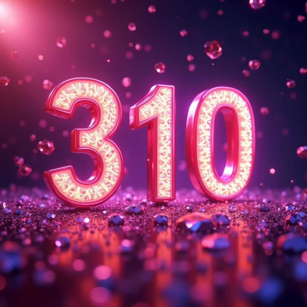 Vibrant Diamond Banner With Bold 310 Number