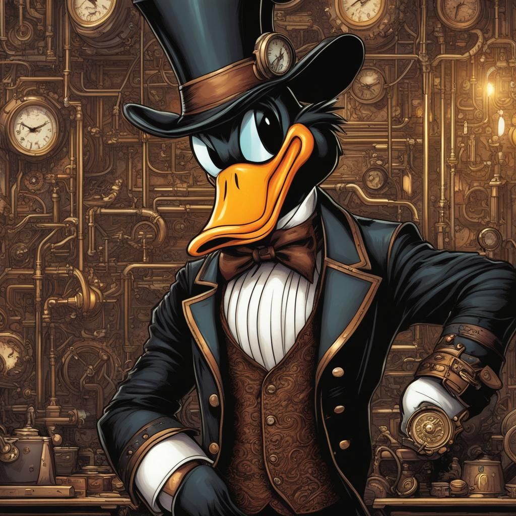 Steampunk Daffy Duck Comic Book Art