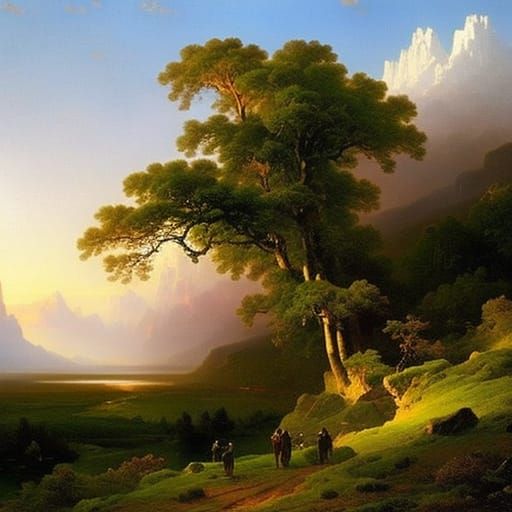 Utopian Pink Clouds Over Majestic Mountains