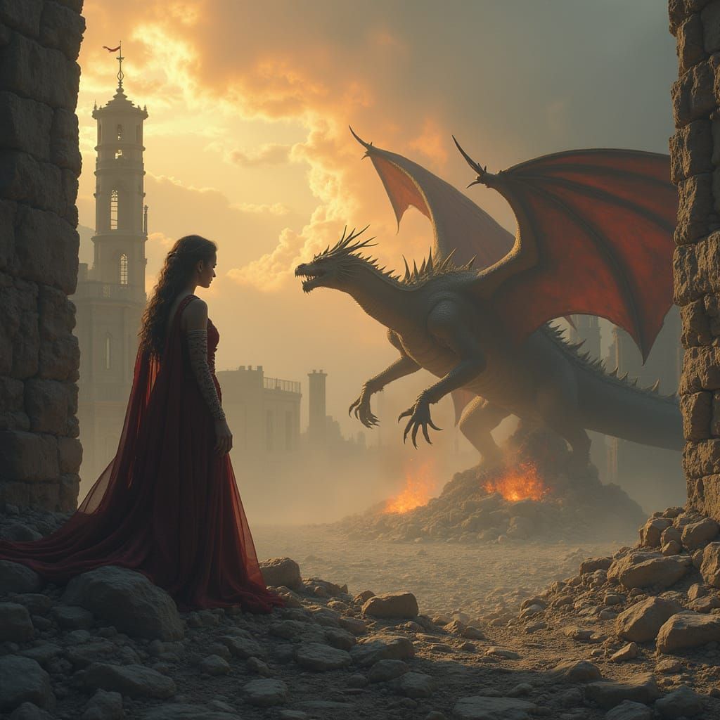 A Queen of Ruins in Despair Amidst a Burning Kingdom