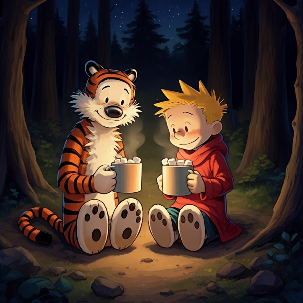 Warm Friends by a Starry Campfire