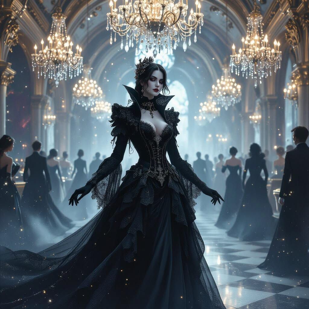 Ethereal Vampire in Gothic Ballroom