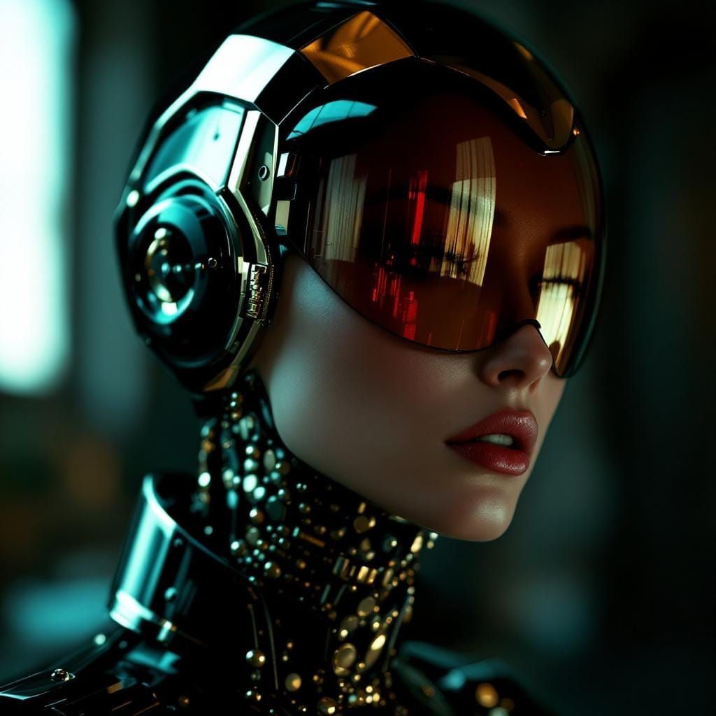 Elegant Blonde Robot Woman in Art Deco Style