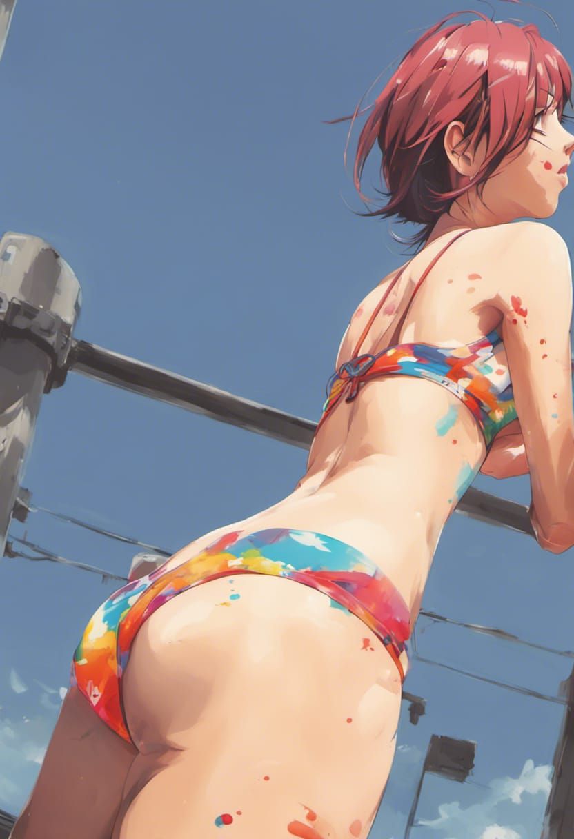 Voluptuous Woman in Bikini: Anime Style