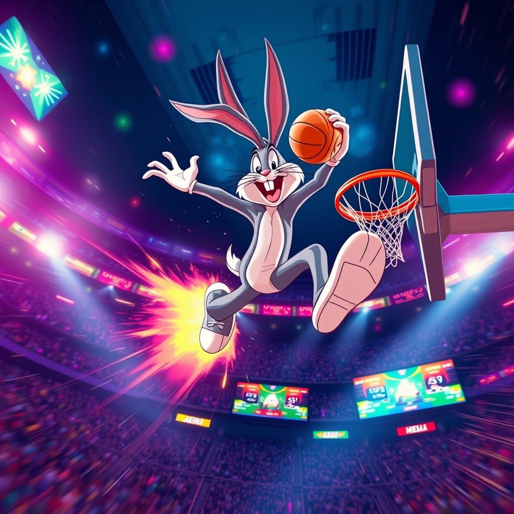 Bugs Bunny's Cosmic Slam Dunk in Looney Tunes Style