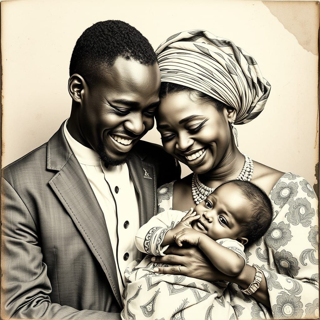 Elegant African Family Portrait in Traditional Attire