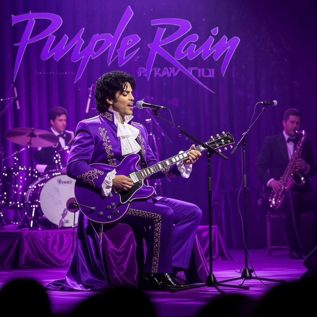 Prince in Purple Performing 'Purple Rain'