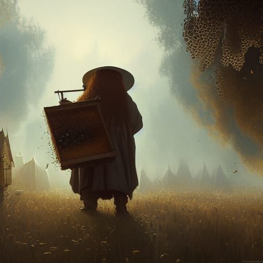Hagrid Beekeeping: Dark Fantasy Concept Art