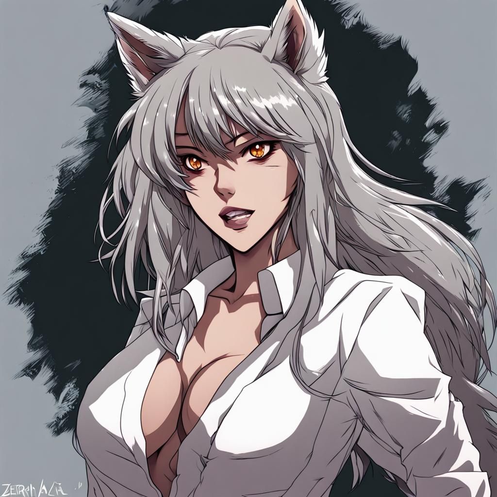 Anime Style Female Werewolf Illustration