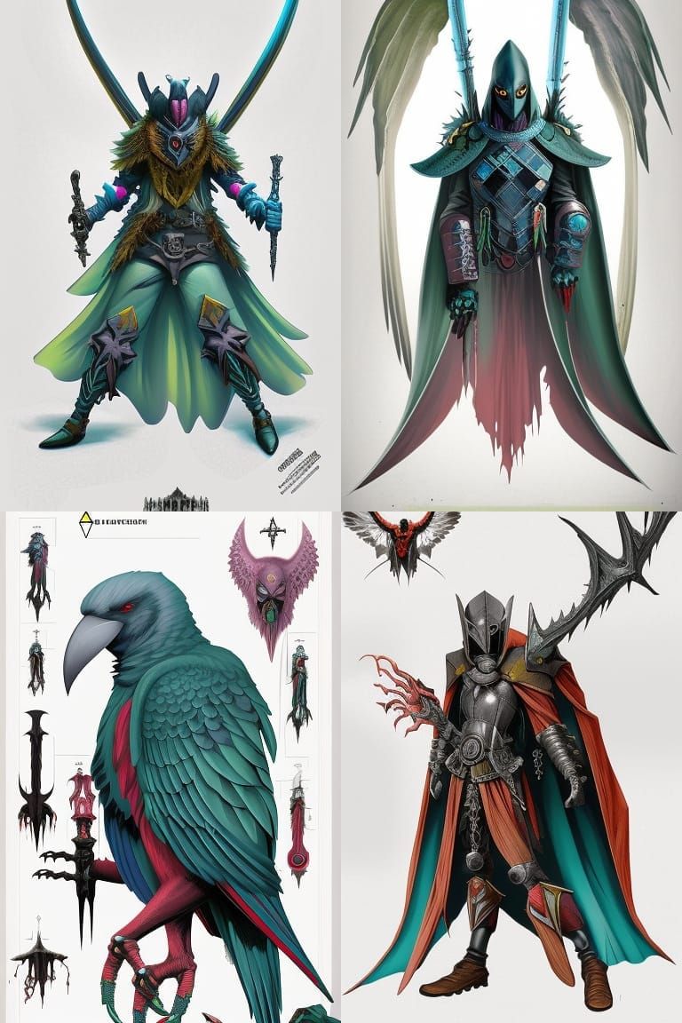 Gothic Aarakocra Knight in Ominous Horror Fantasy