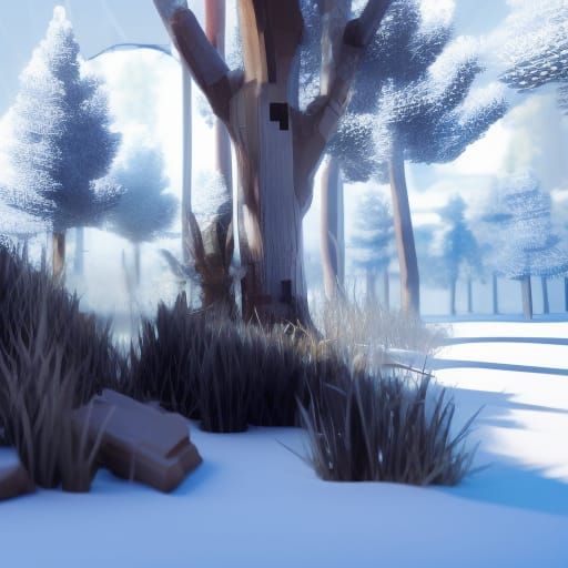 Majestic Lego Reindeer in Geometric Winter Scene