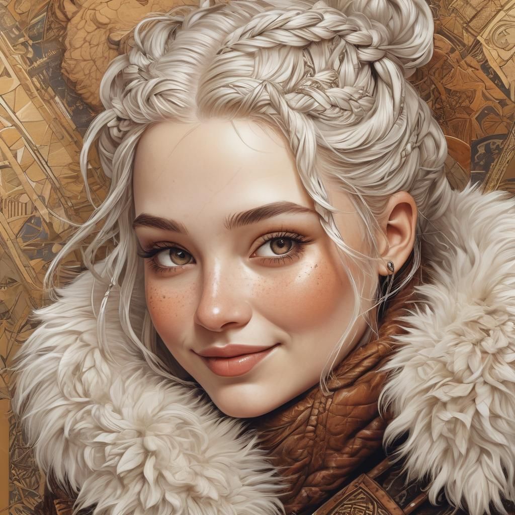 Art Deco Dwarf Woman with Braided Hair