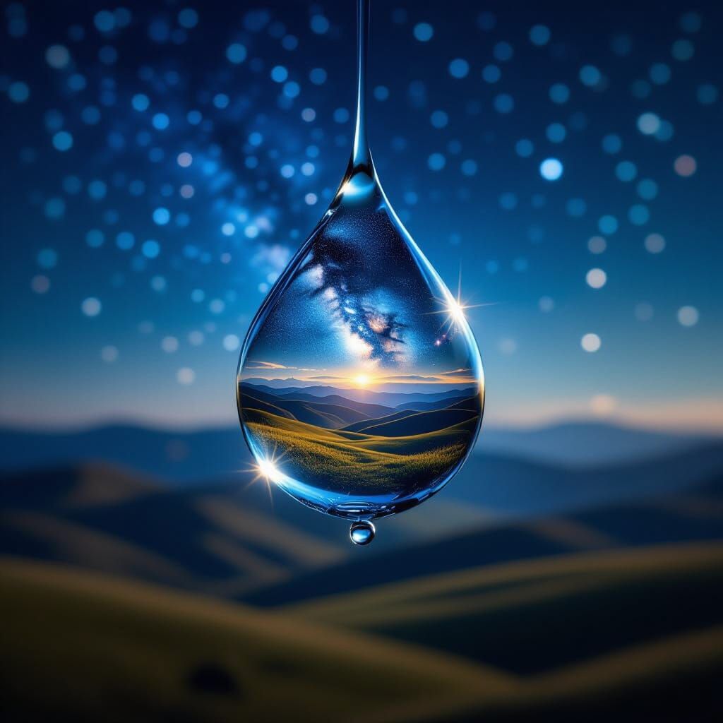 Surreal Double Exposure: Water Droplet Reveals American Land...