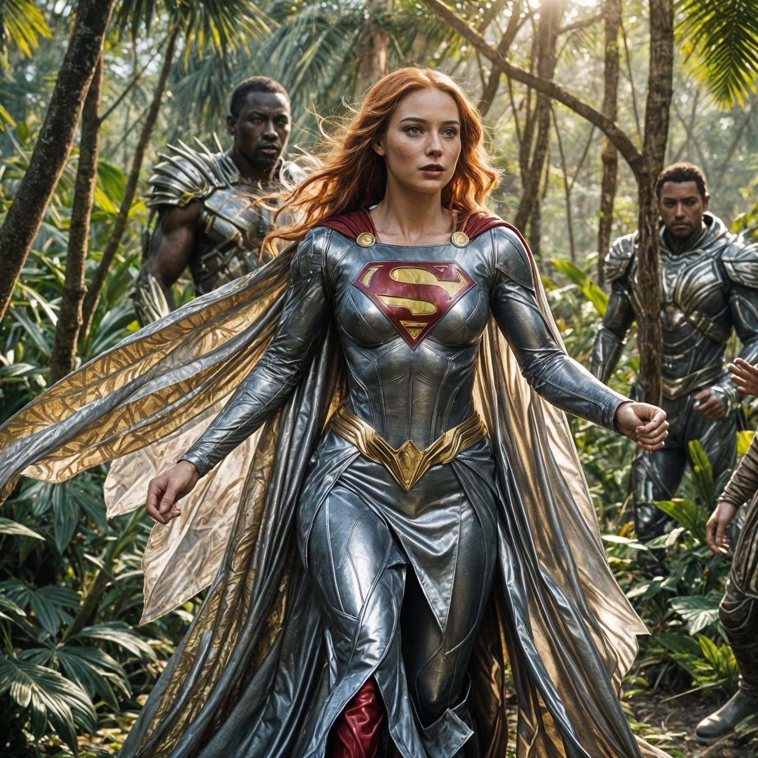 Supergirl and She-ra the White Tiger in Jungle