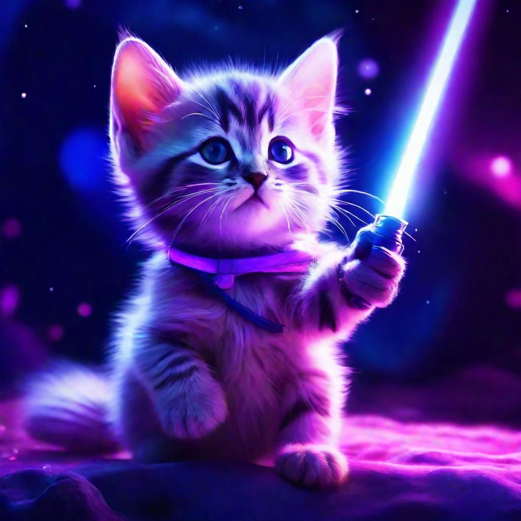 Kitten with Lightsaber in Fantasy Concept Art