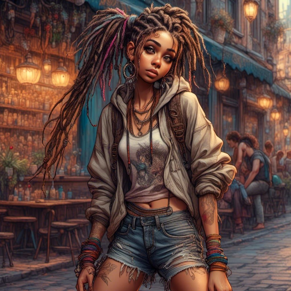 Female Street Dancer Illustration in Hand Drawn Style