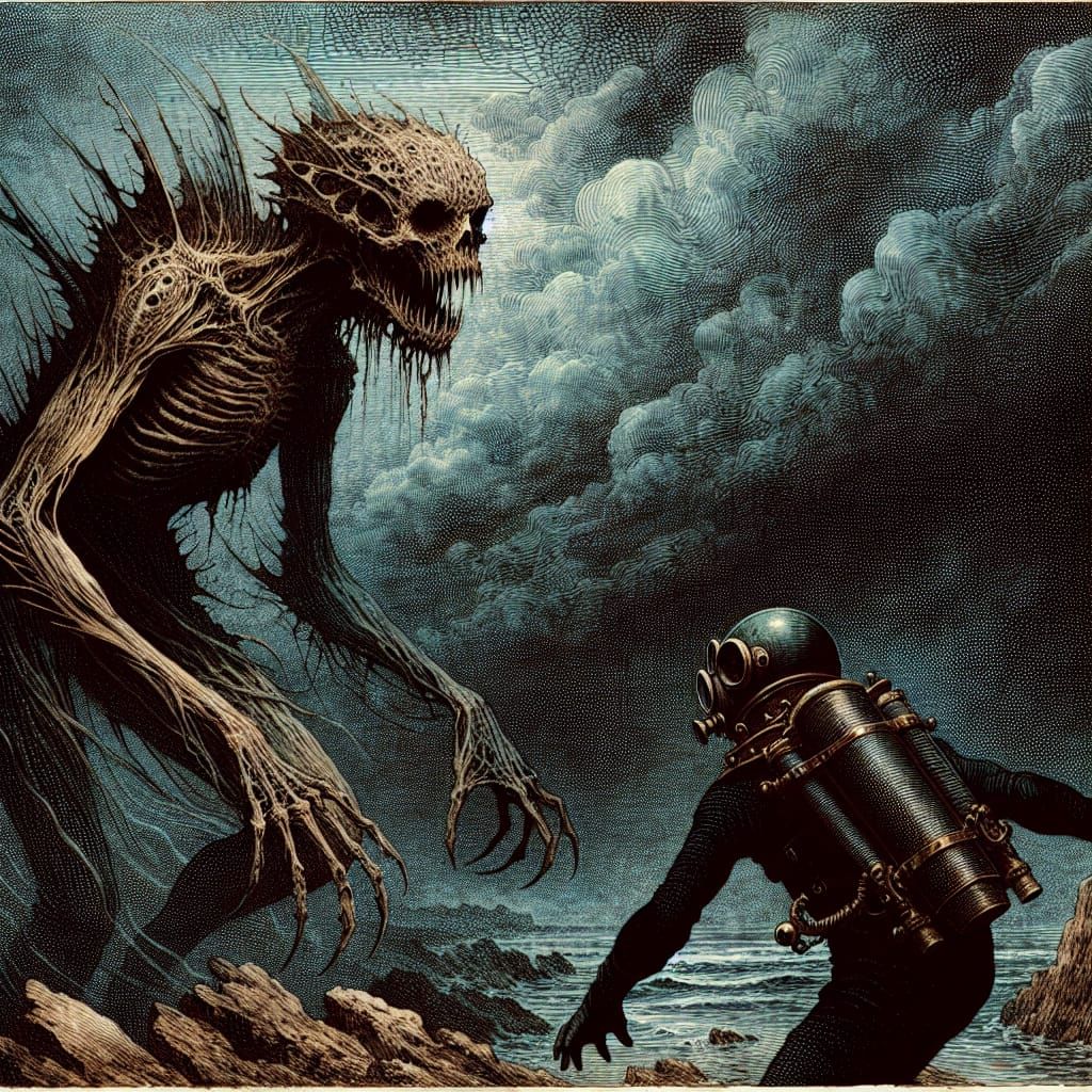 Terrifying Deep Sea Creature Pursues Diver