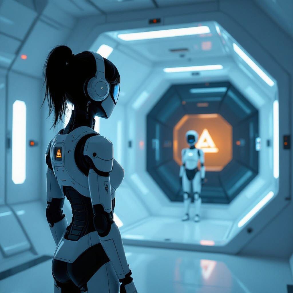 GLaDOS Monitors Test Subject in Sterile Aperture Chamber