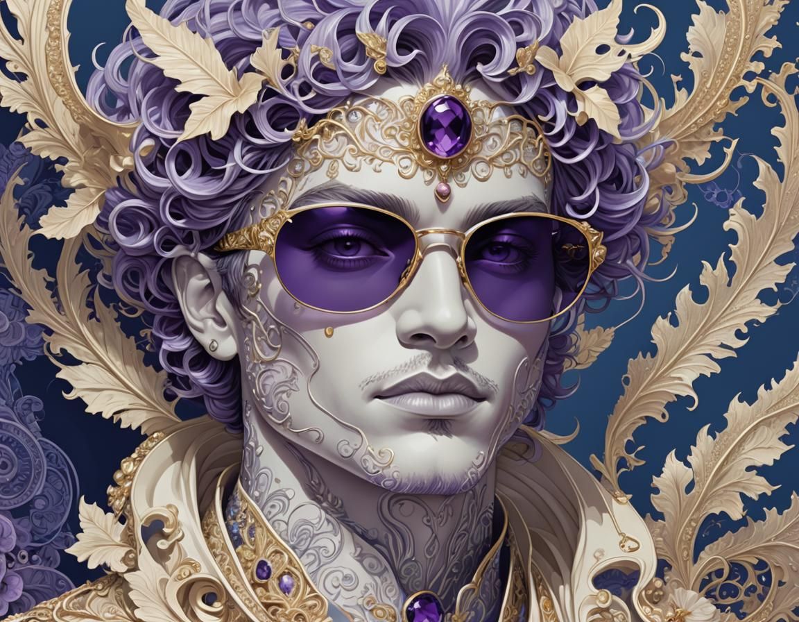Man with Amethyst Glasses in Detailed Digital Art
