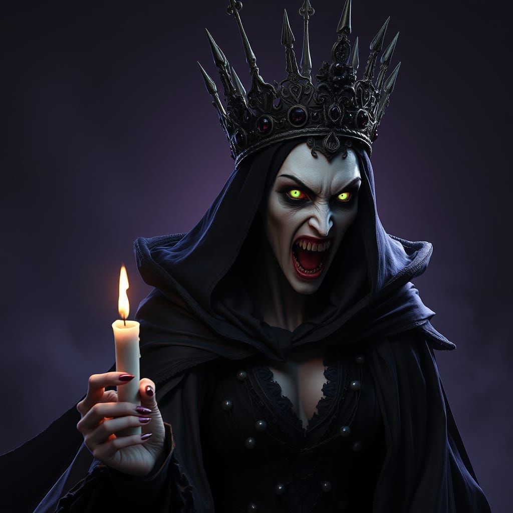 Dark Vampire Queen Unleashes Fury in Haunting Gothic Scene