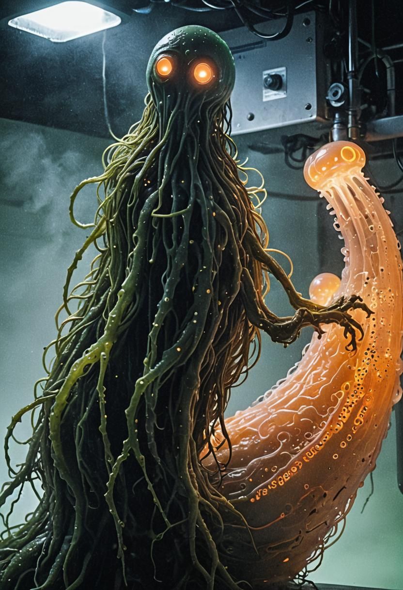 Bioluminescent Horror in High-Tech Lab