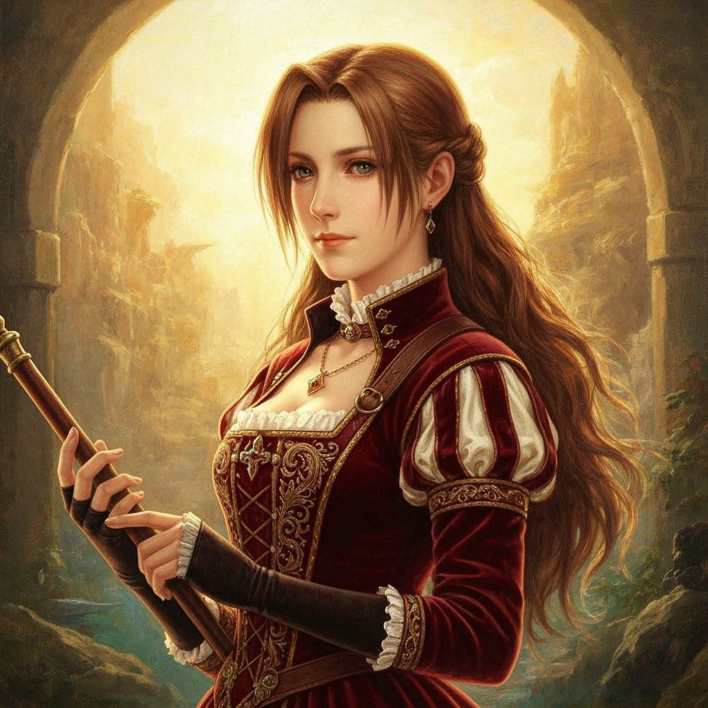 Tifa Lockhart as Renaissance Heroine in Oil Painting