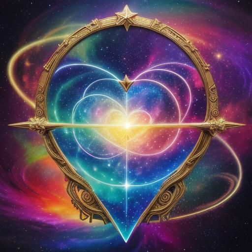 Cosmic Starry Heart Illustration in Mixed Media