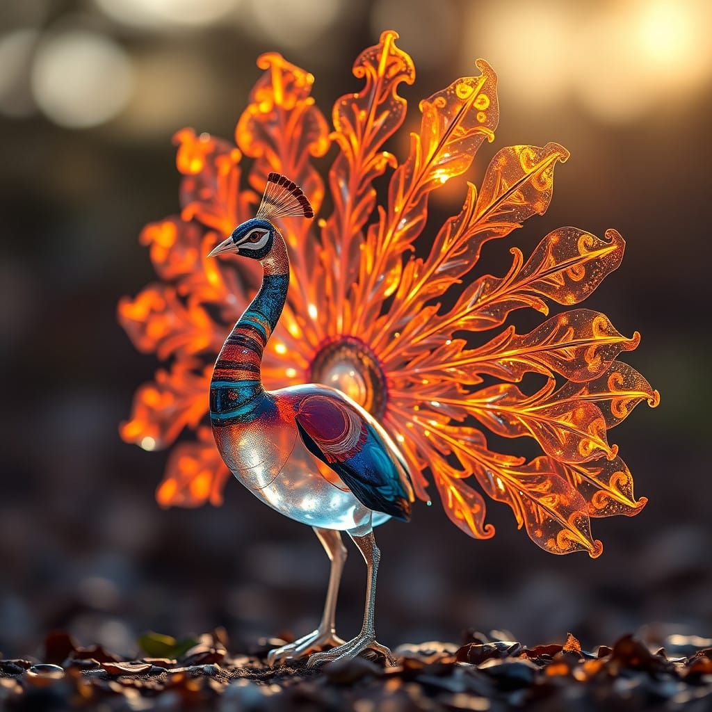 Flaming Peacock in Ethereal Glow