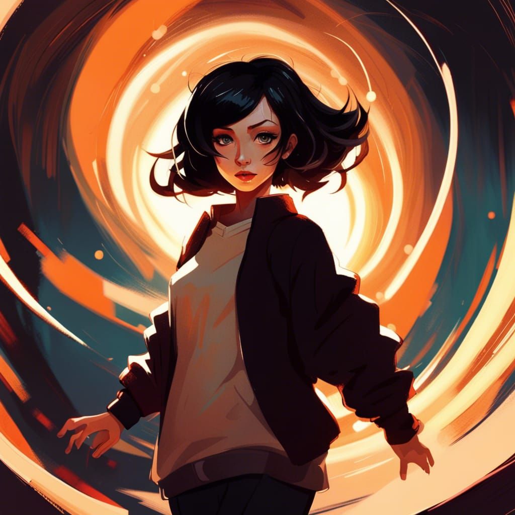 Apocalyptic Woman in Sweater Art Style