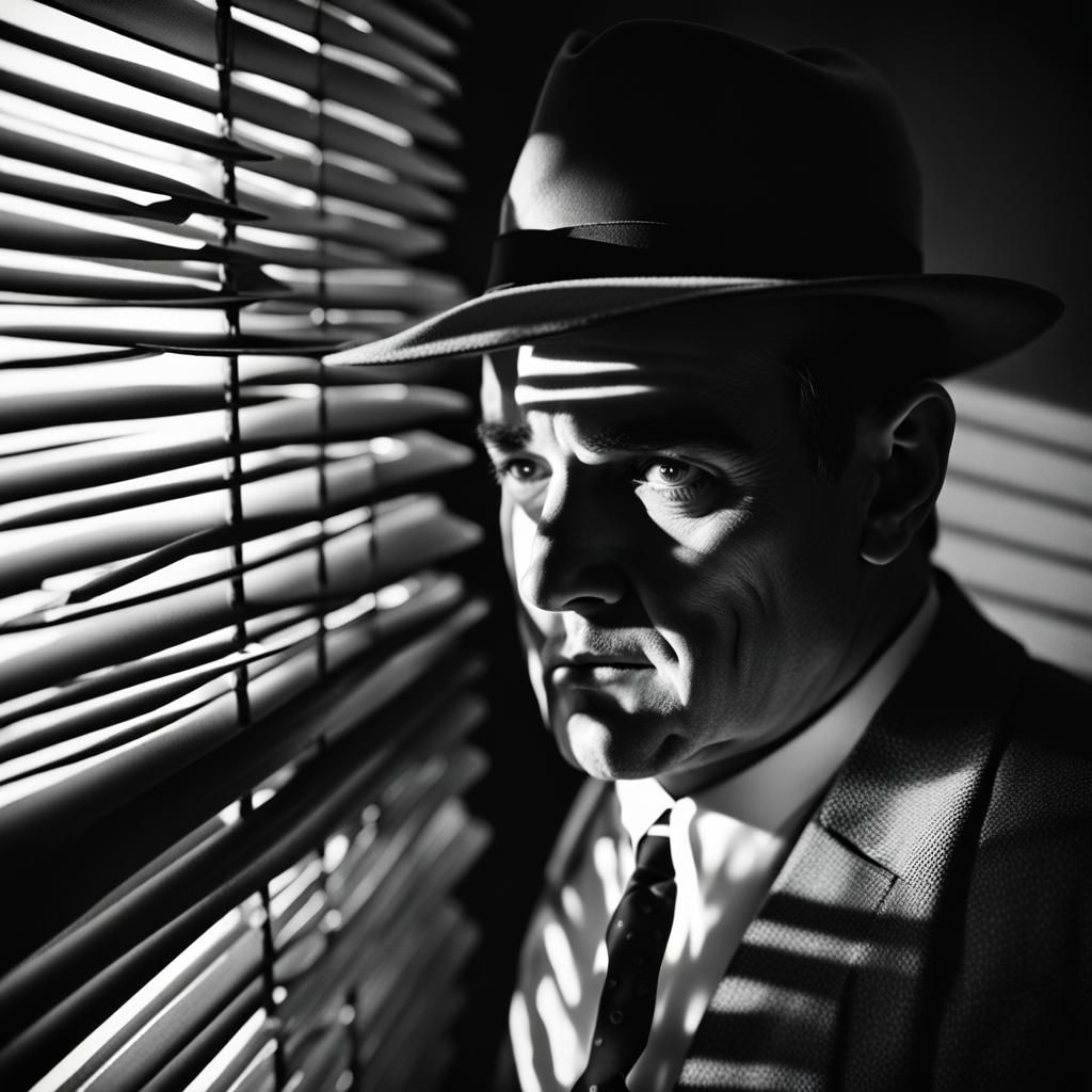 1950s Detective in Film Noir Style