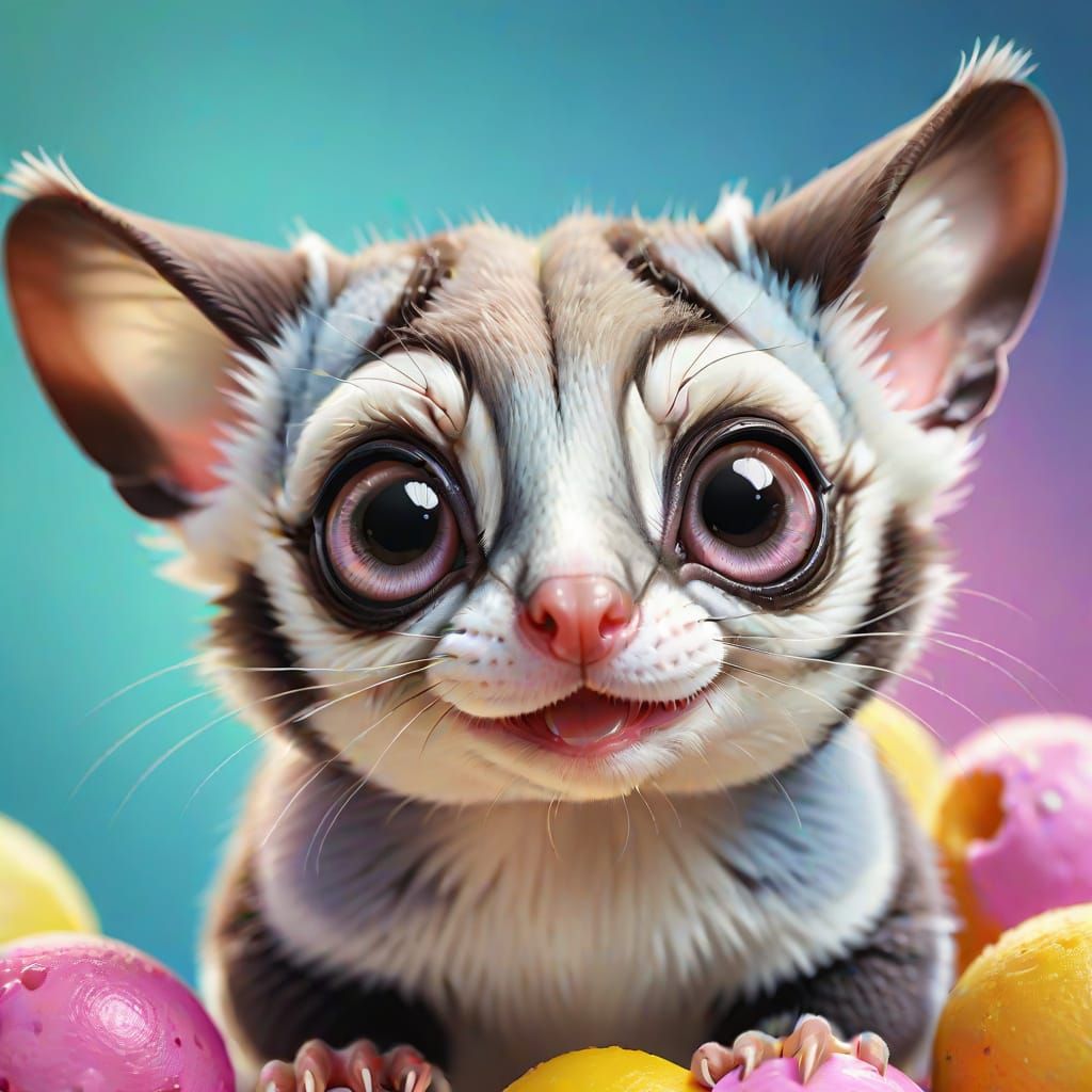 Adorable Sugar Glider in Vibrant Digital Art