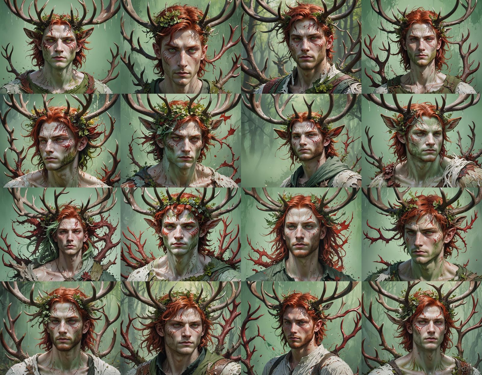 Ethereal Deer Demi-Human with Antlers in Splash Art