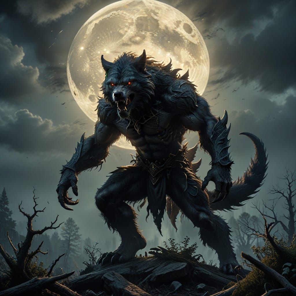 Sinister Werewolf in the Style of Gustave Doré