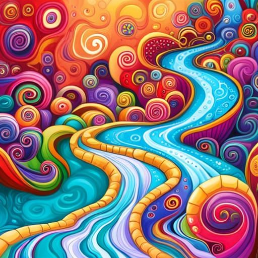 Colorful Candyland Wonderland in Gouache Style