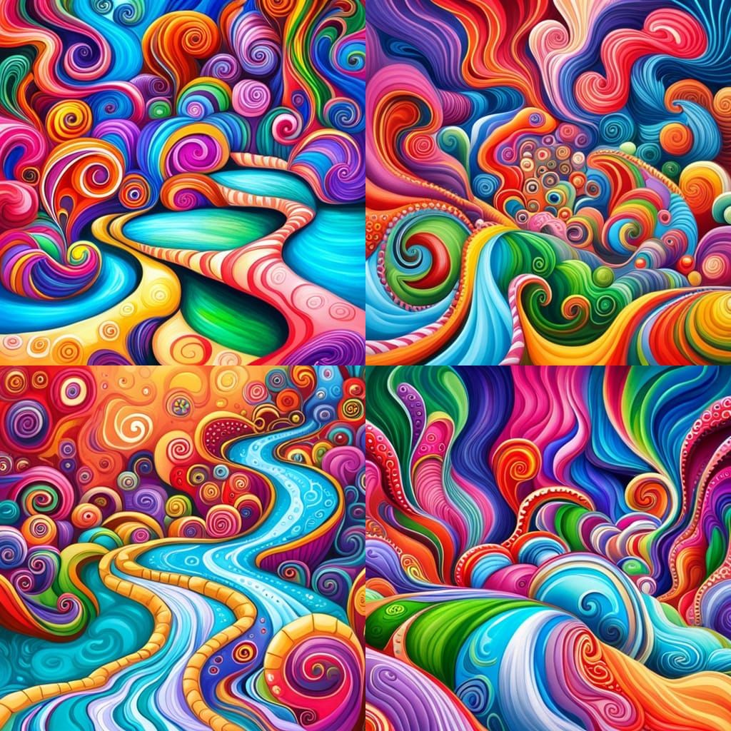 Colorful Candyland Wonderland in Gouache Style