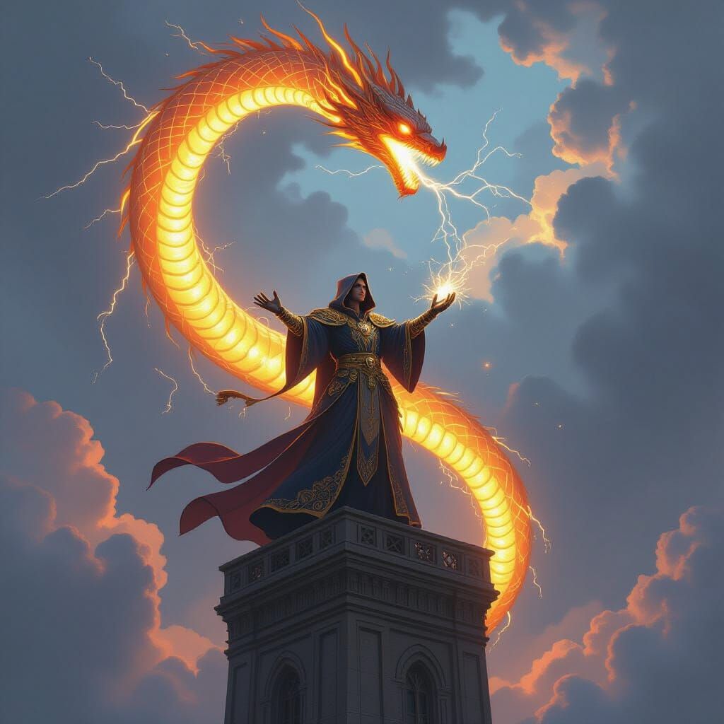 Cyber-Mage and Serpent Spirit in Electric Storm