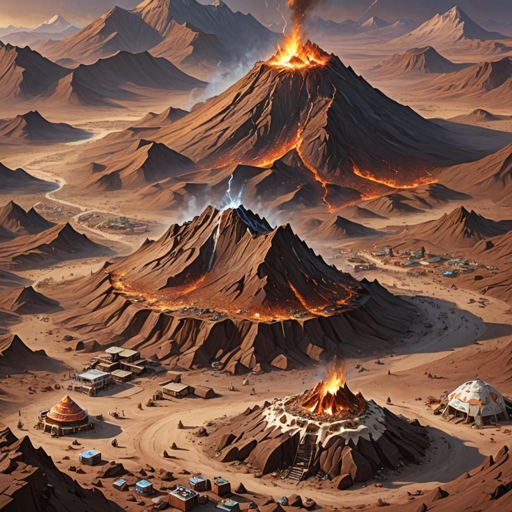 Hyperrealistic Desert Mountain Tribe with Lightning