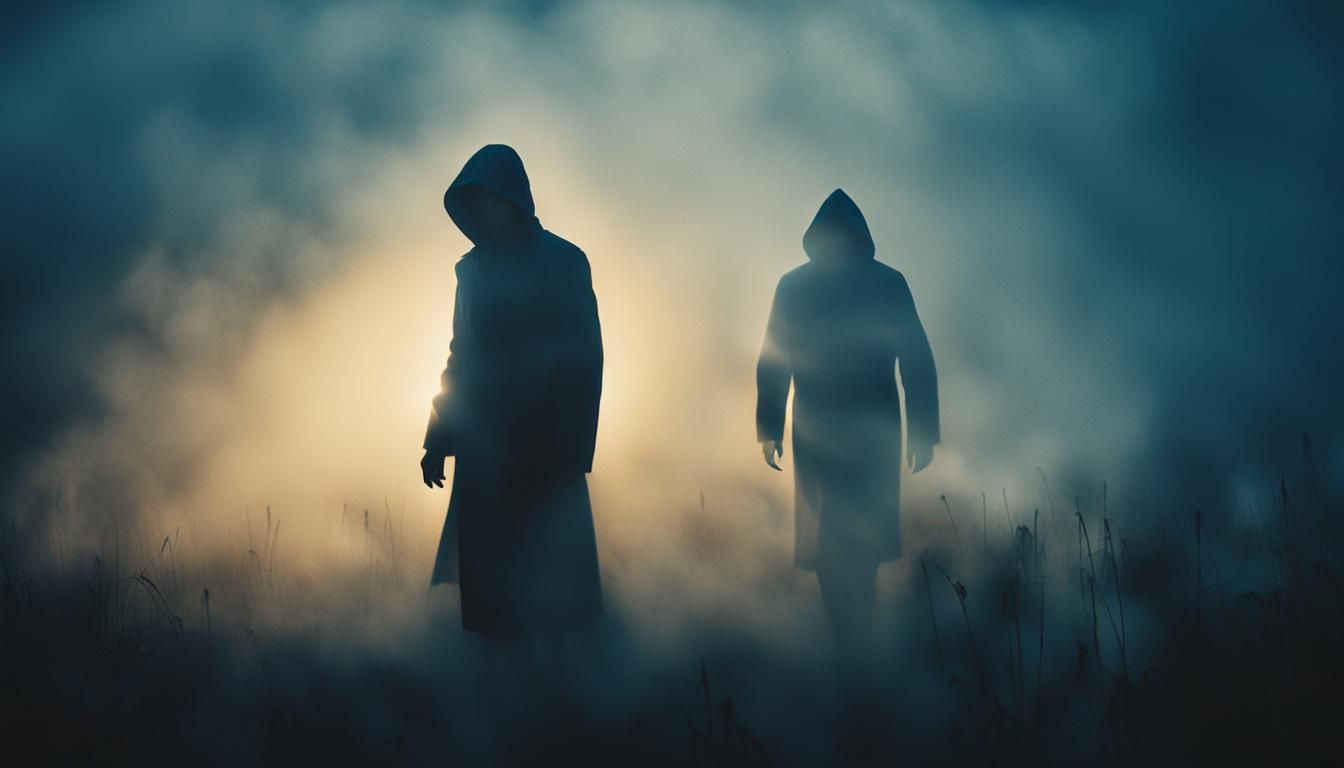 Mysterious Figure Emerges from Fog in Cinematic Still