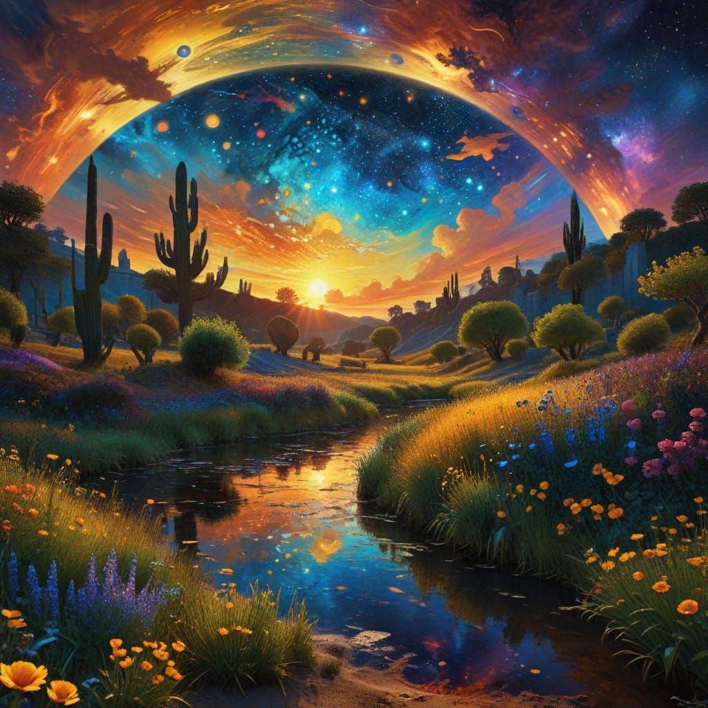 Surreal Cosmic Dreamscape in Vibrant HDR