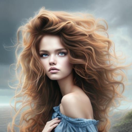 Princess in Hurricane: Hyperrealistic Full-Body Portrait