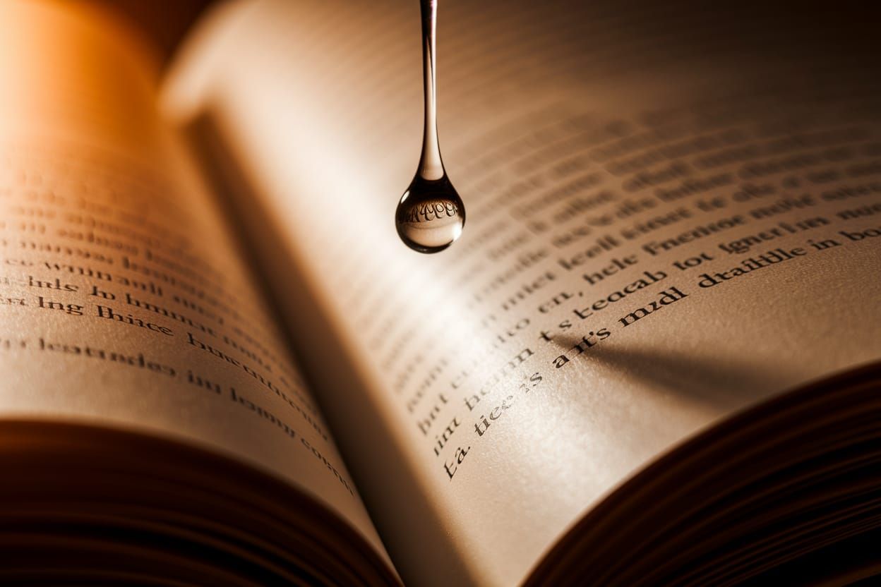 Raindrop Reflecting Einstein Quote in Avant-Garde Photo