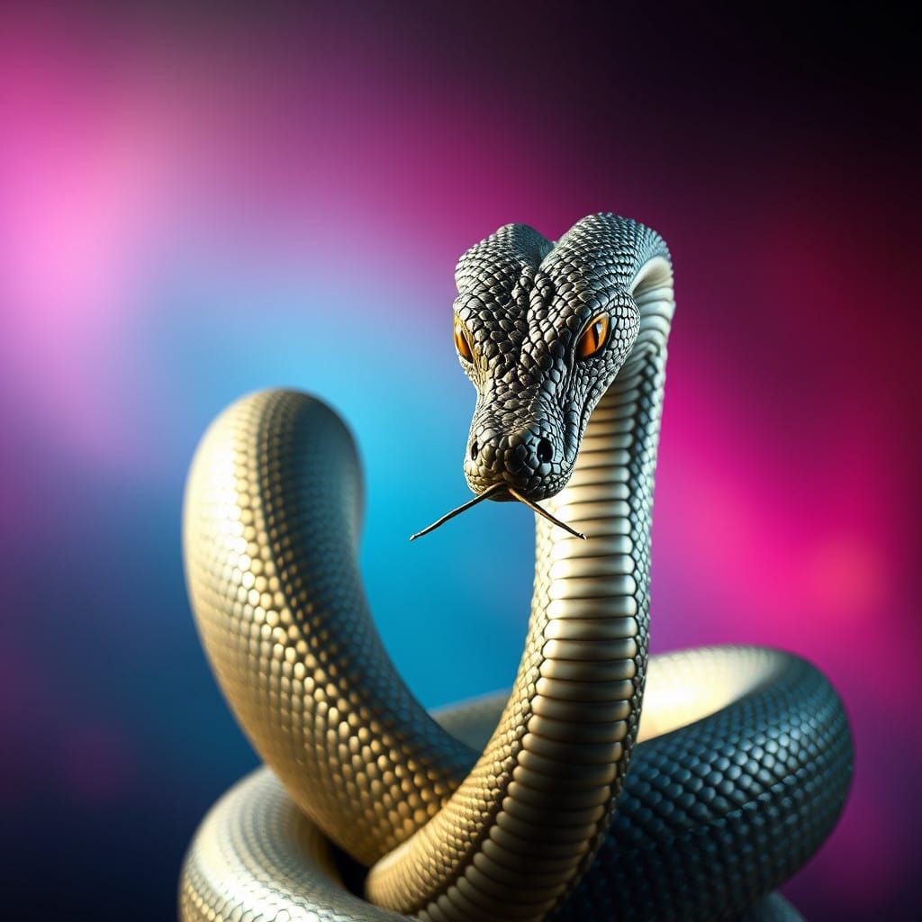 Hyperrealistic Snake in Vibrant Colors