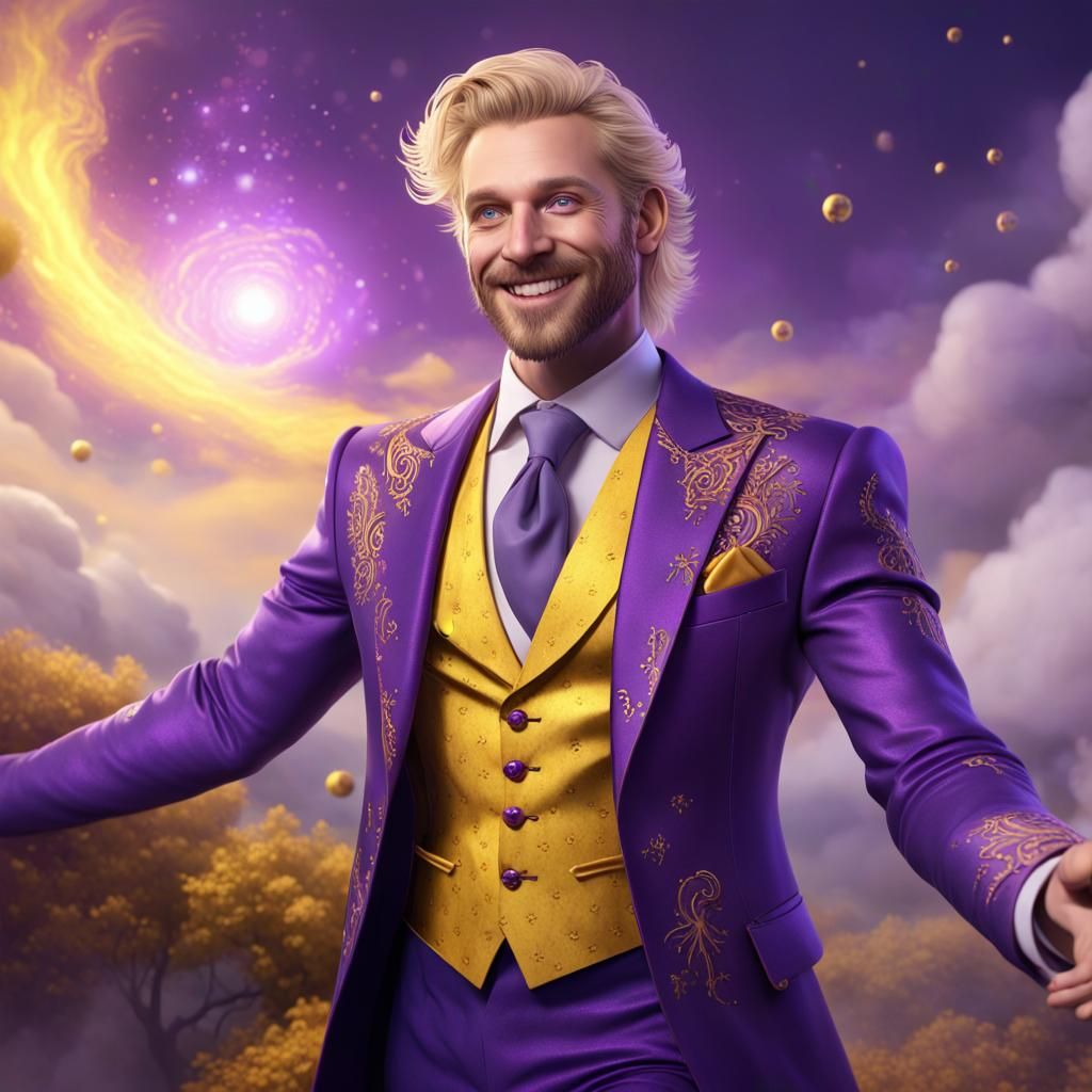 Wealthy Man Surrounded by Magic, Detailed Digital Painting