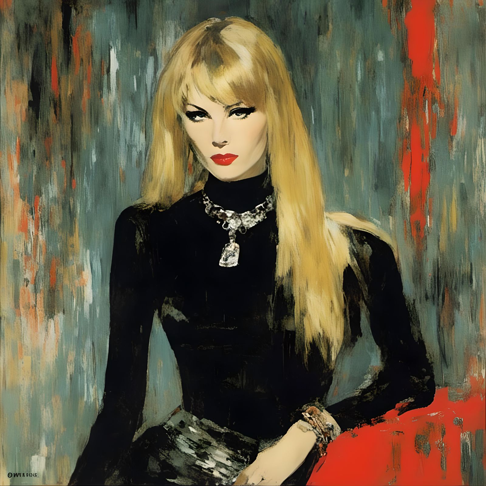 Woman with Silver Necklace in Impressionist Style