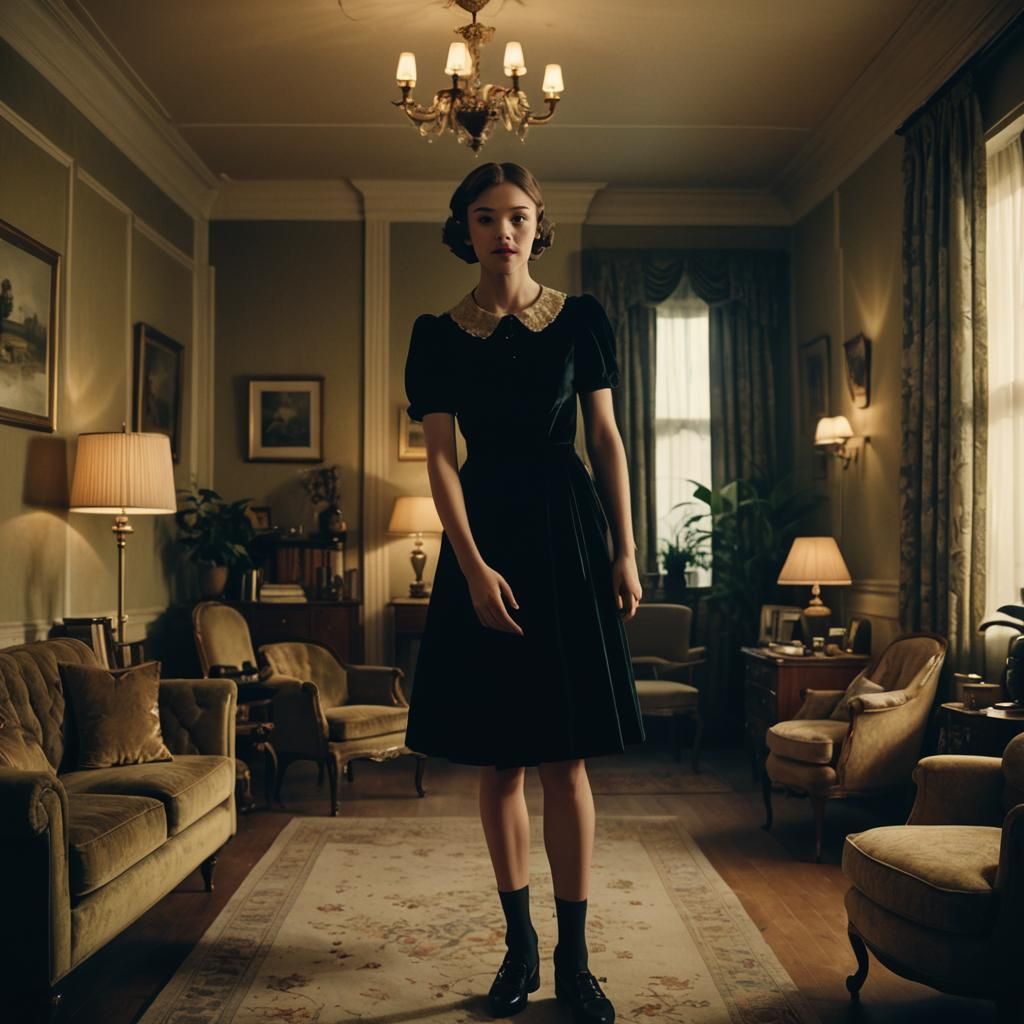 Boy in Velvet Dress Curtsies, Cinematic Style