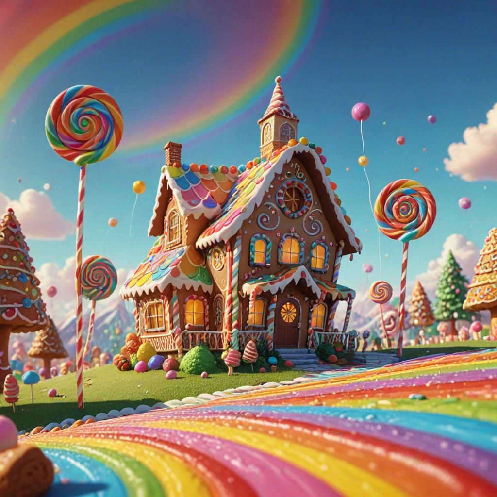 Vibrant Candyland Scene: A Child's Sweet Fantasy