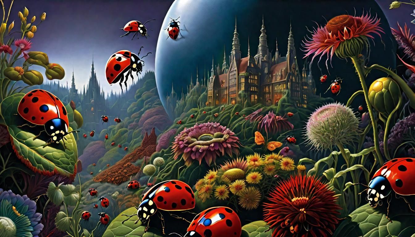 Horror Landscape with Shadow Demons and Carnivorous Garden